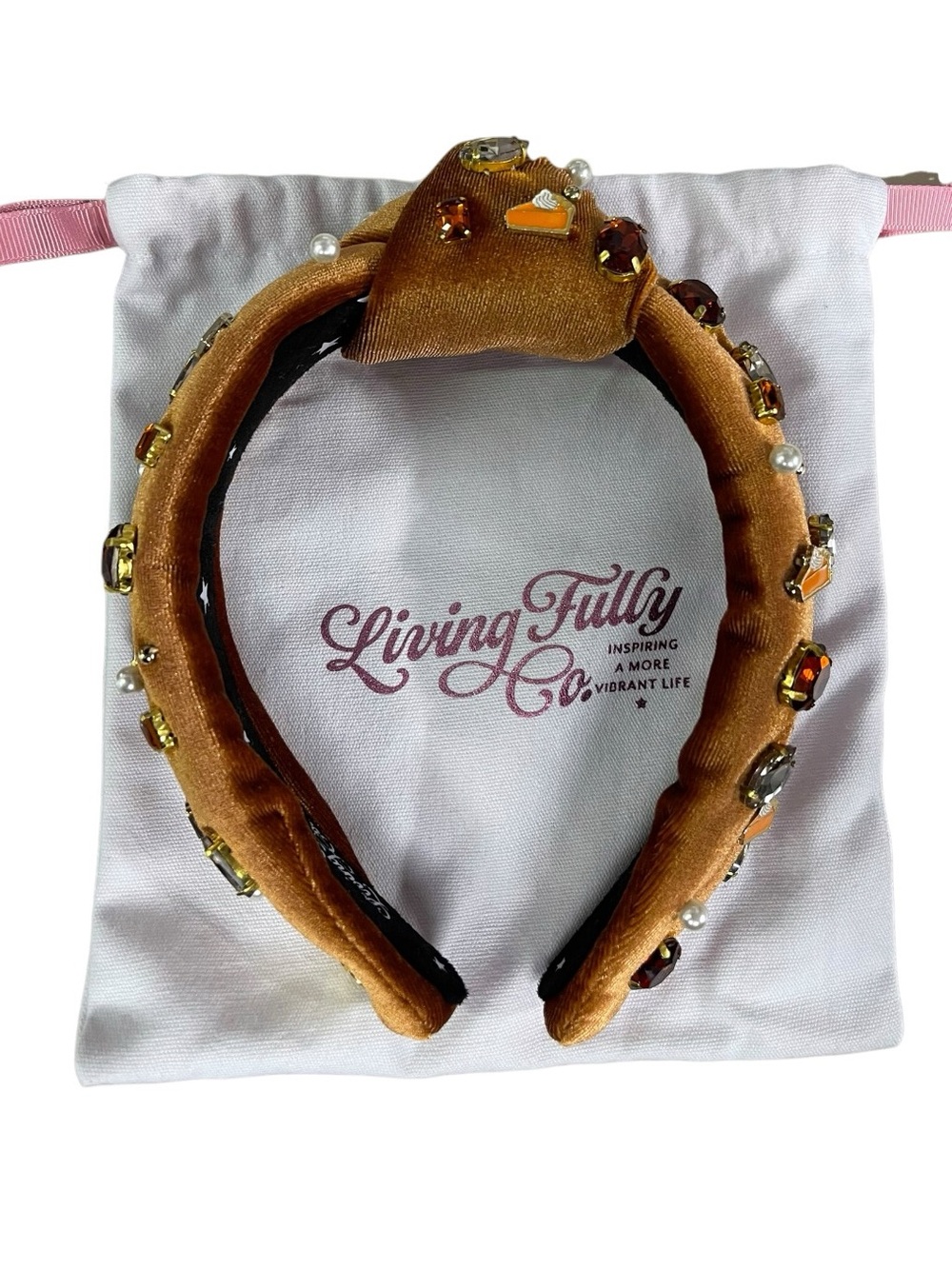 Living Fully Co Velvet Pumpkin Pie Autumn Top Knot Headband